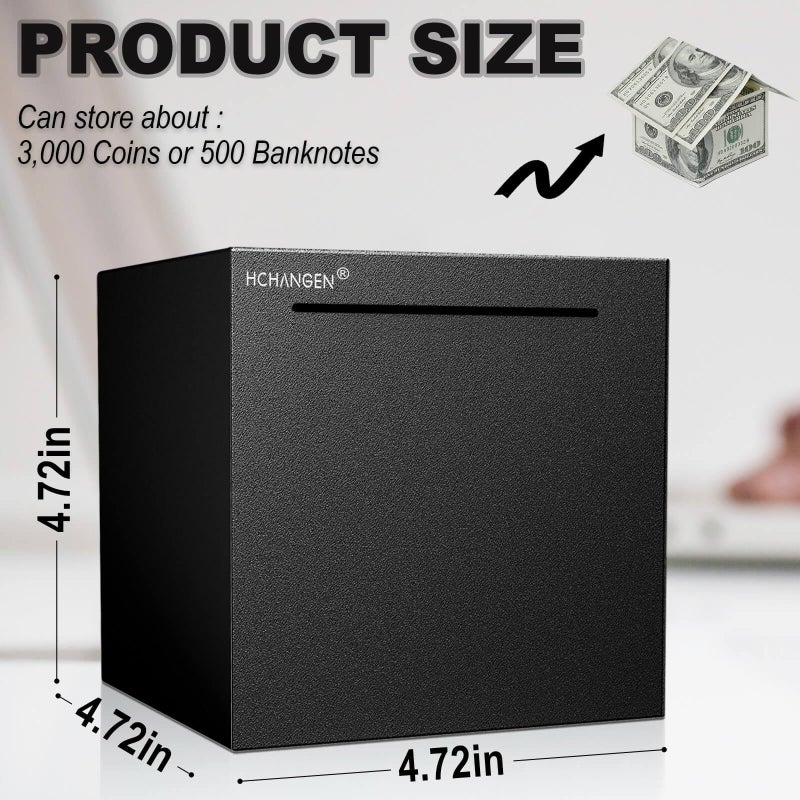 HCHANGEN Piggy Bank for Adults Stainless Steel Piggy Bank Must Break to Open Metal Money Bank for Cash Saving (Black  4.72inches) - Image 2